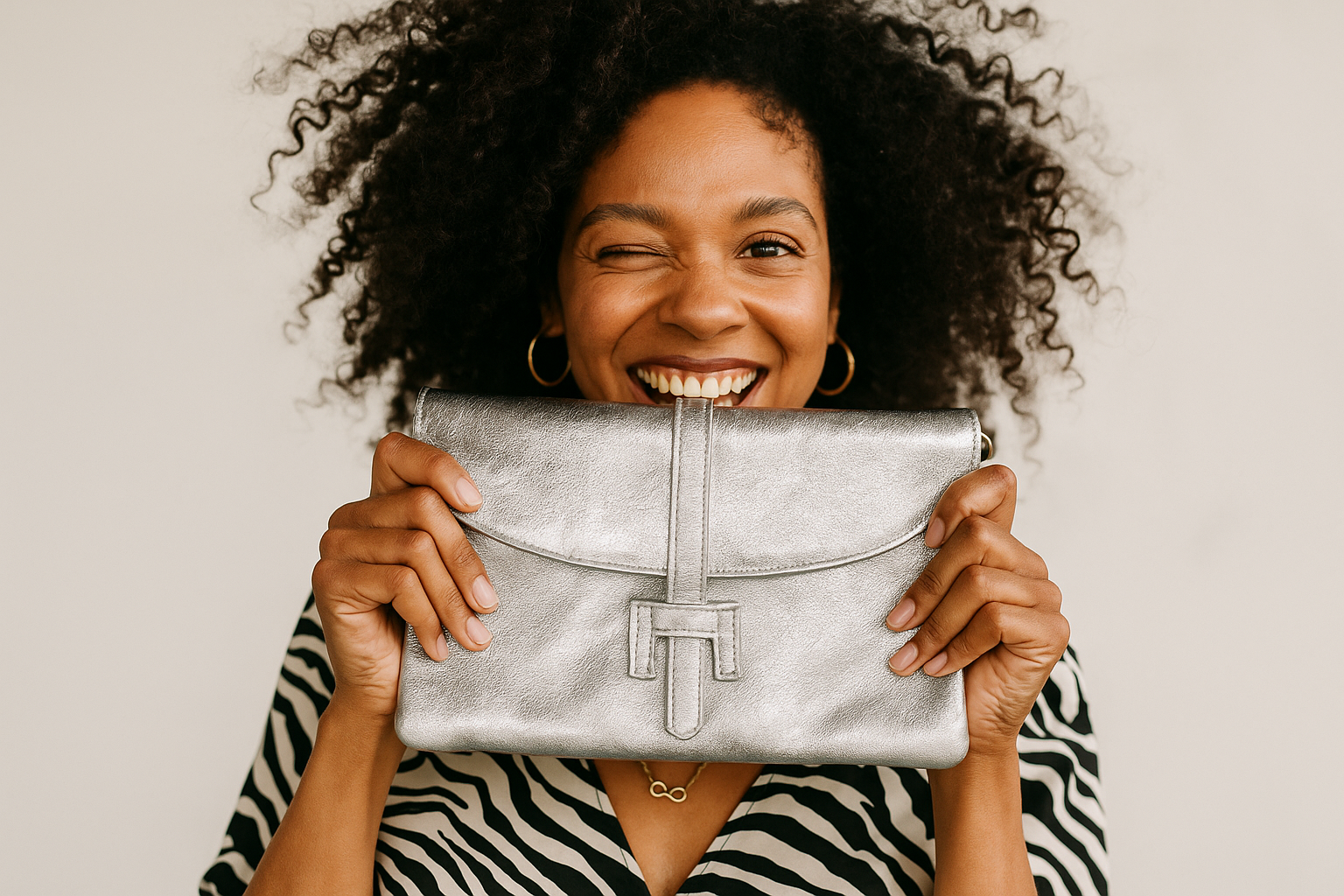 Metallic Leather Clutch or Shoulder Bag in Gold, Silver, and Bronze