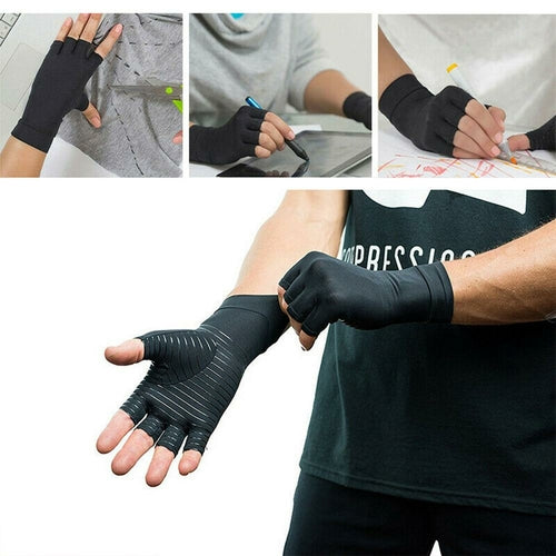 Compression Arthritis Glove Unisex Joint Pain Relief Half Finger Brace - The Gift of Health!
