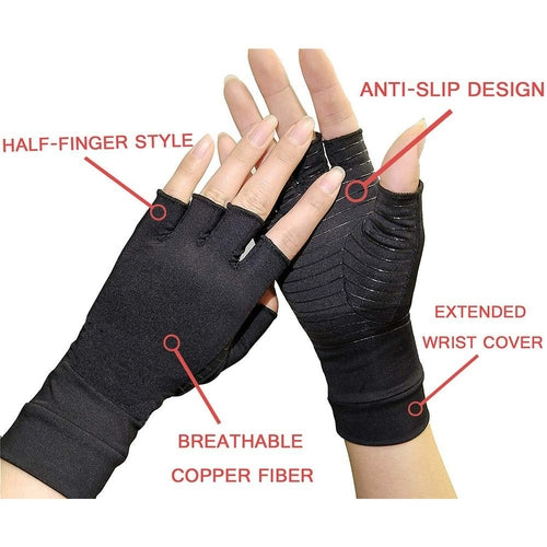 Compression Arthritis Glove Unisex Joint Pain Relief Half Finger Brace - The Gift of Health!