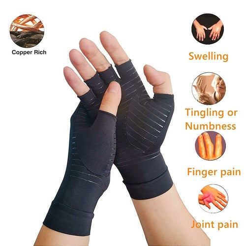 Compression Arthritis Glove Unisex Joint Pain Relief Half Finger Brace - The Gift of Health!