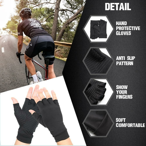 Compression Arthritis Glove Unisex Joint Pain Relief Half Finger Brace - The Gift of Health!