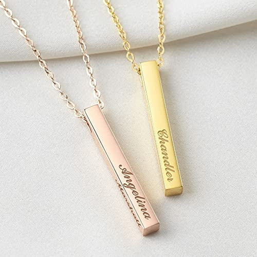 Personalized Mother Necklace, 4 Side Bar Necklace, Kids Names Necklace - Silver or Gold