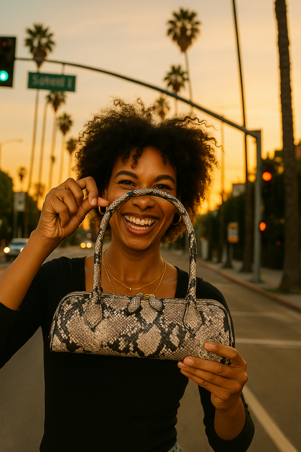 Python Snake Textured Shoulder Bag