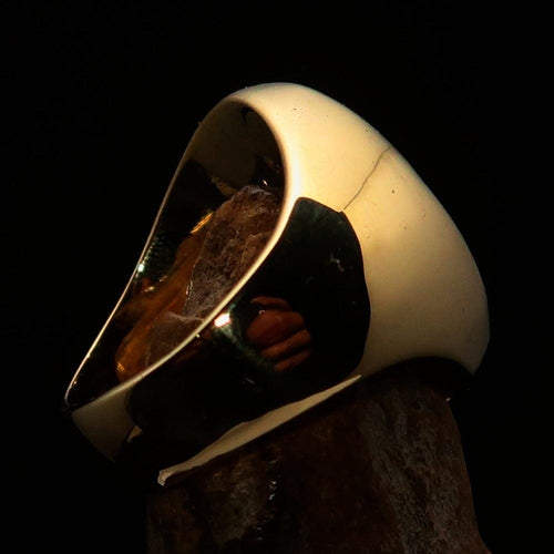 Excellent crafted oval domed Men's blue Cross Lorraine Ring - solid brass