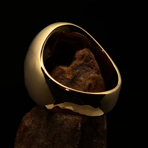 Excellent crafted oval domed Men's blue Cross Lorraine Ring - solid brass