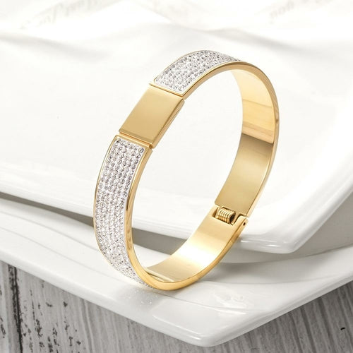 FLAWLESS PAVÉ BANGLE -14k gold PVD plated - Silver or Gold