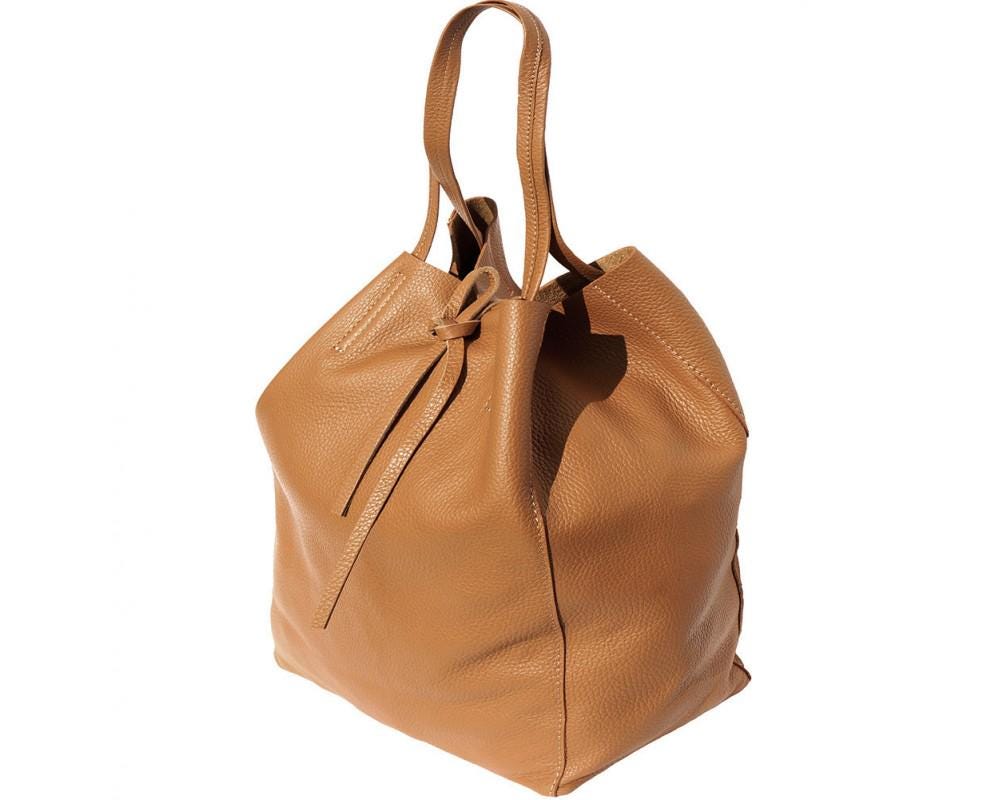 Basic and Beautiful Leather Tote Handmade in Made in Italy. Available in Many Colors