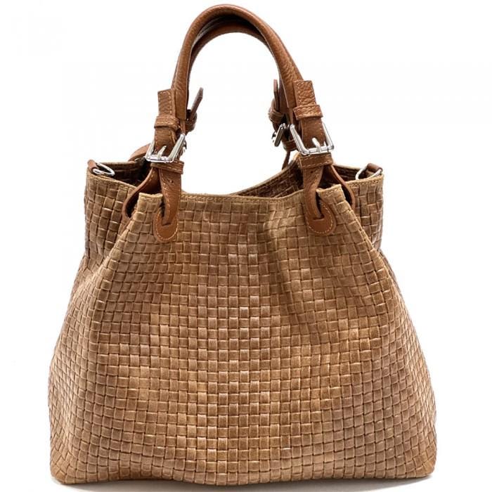 Stamped Woven, Full Grain Leather Hobo Bag in Chocolate! Handmade in Italy. Free Shipping,