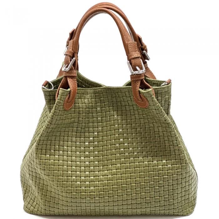 Stamped Woven, Full Grain Leather Hobo Bag in Chocolate! Handmade in Italy. Free Shipping,