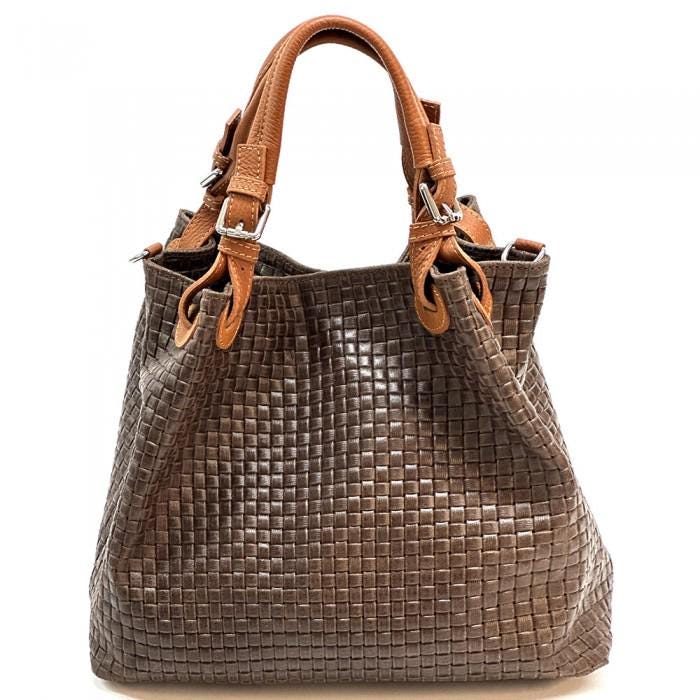 Stamped Woven, Full Grain Leather Hobo Bag in Chocolate! Handmade in Italy. Free Shipping,