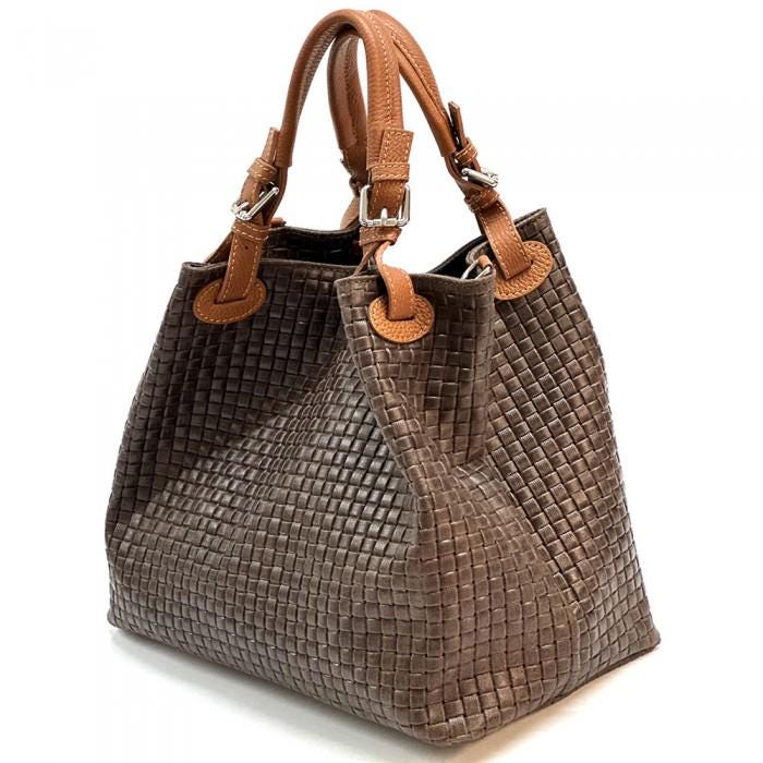 Stamped Woven, Full Grain Leather Hobo Bag in Chocolate! Handmade in Italy. Free Shipping,