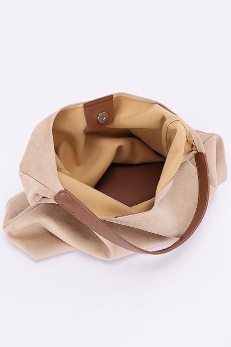 Rusty Brown Vegan Suede Hobo Bag with Pouch