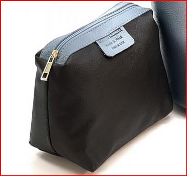 Stone Blue, Pebbled, Full Grain Leather Bucket Bag with Pochette, Handmade in Italy,  Free Shipping, Gift With Purchase.