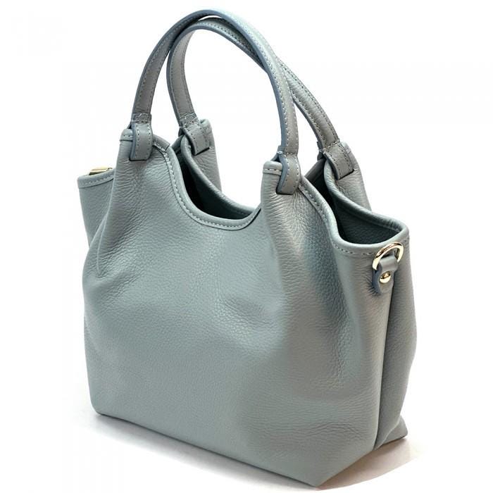 Cornflower Blue, Pebbled Full Grain Leather Tote, Handmade in Italy,  Free Shipping, Gift With Purchase