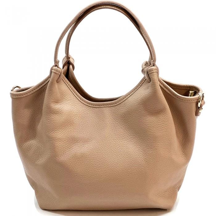 Caramel-colored full-grain leather Tote with Adjustable Shoulder Straps, Handmade in Italy. Gift With Purchase. Surprise!