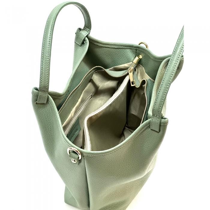 Caramel-colored full-grain leather Tote with Adjustable Shoulder Straps, Handmade in Italy. Gift With Purchase. Surprise!