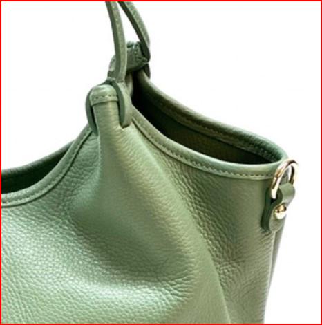 Light Green, Pebbled Leather Tote Bag, Made in Italy, Free Shipping