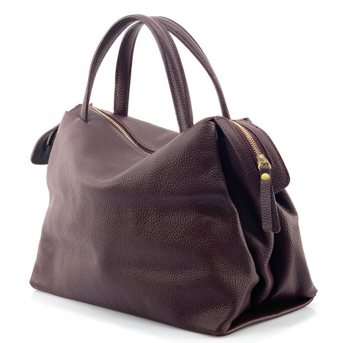 Camel Tote or Shoulder Bag Made in Italy from Premium Pebbled Leather, Free Shipping