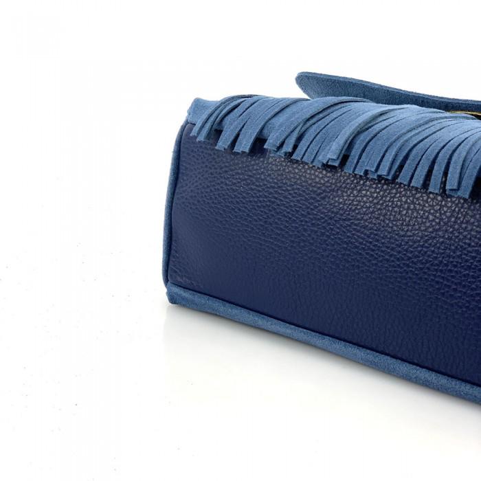 Blue Suede Fringe Bag