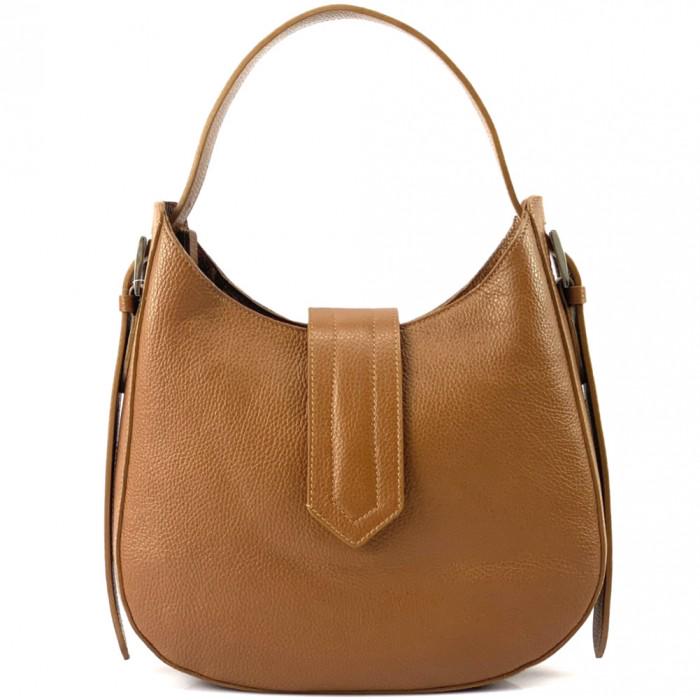 Timeless and Classic Shoulder Bag in Camel. Premium, Full-grain pebbled Leather, Handmade in Italy 2025, Free Shipping