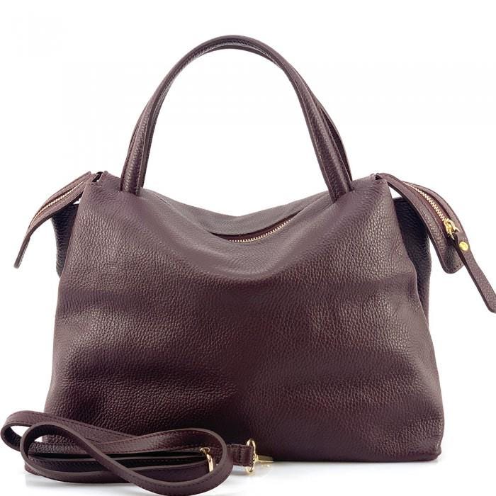 Camel Pebbled Leather Tote Bag, Handmade Italian Shoulder Bag