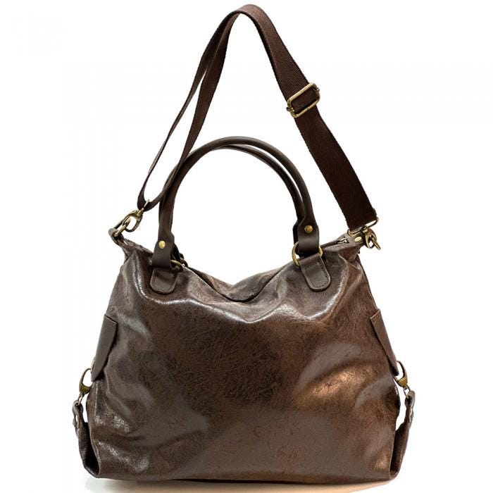 Slouchy Leather Tote in Chocolate  Brown, Made in Italy, Free Shipping