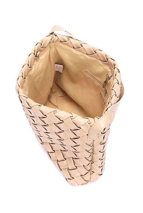 Indispensable Woven Black Faux Leather Tote with Pochett