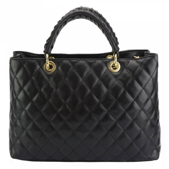 Quilted Black Leather Handbag,