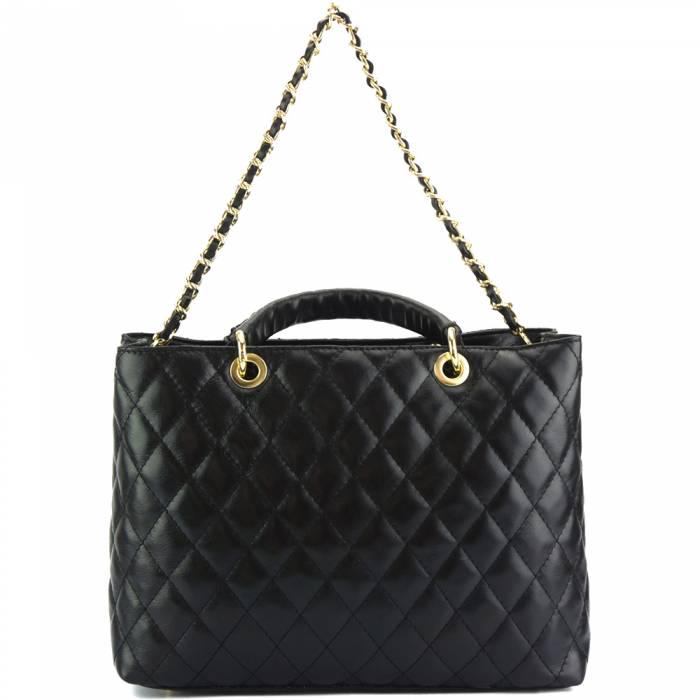 Quilted Black Leather Handbag,