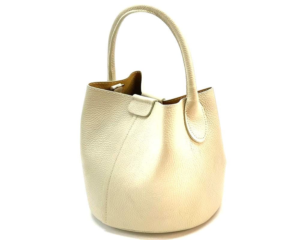 Butter Cream Bucket Bag, Pebbled Leather with Pochete, Made in Italy,  Free Shipping,