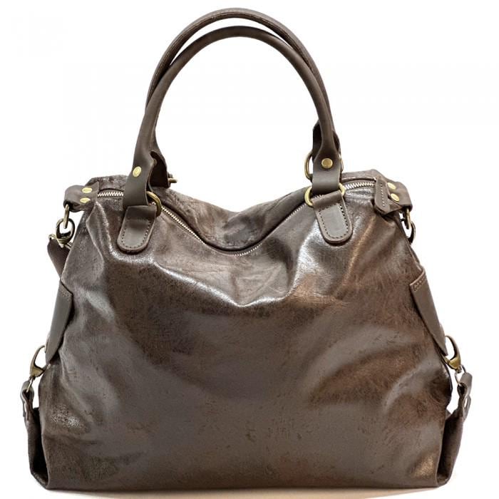 Slouchy Leather Tote: Chocolate Brown Italian Leather, Adjustable Strap