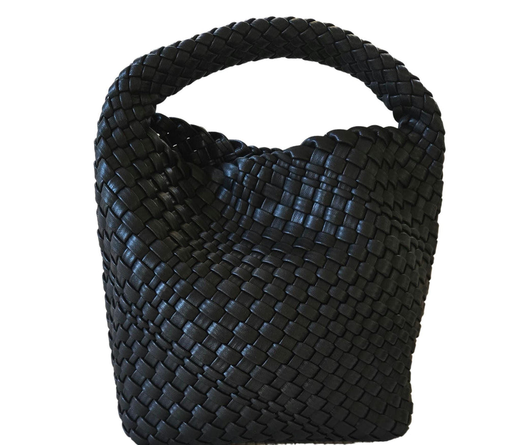 It's Official: Our Luxe. Cruelty Free Weave Tote with pochette is trending this season. Essential. Perfection. In Basic Black. Only 3 left!