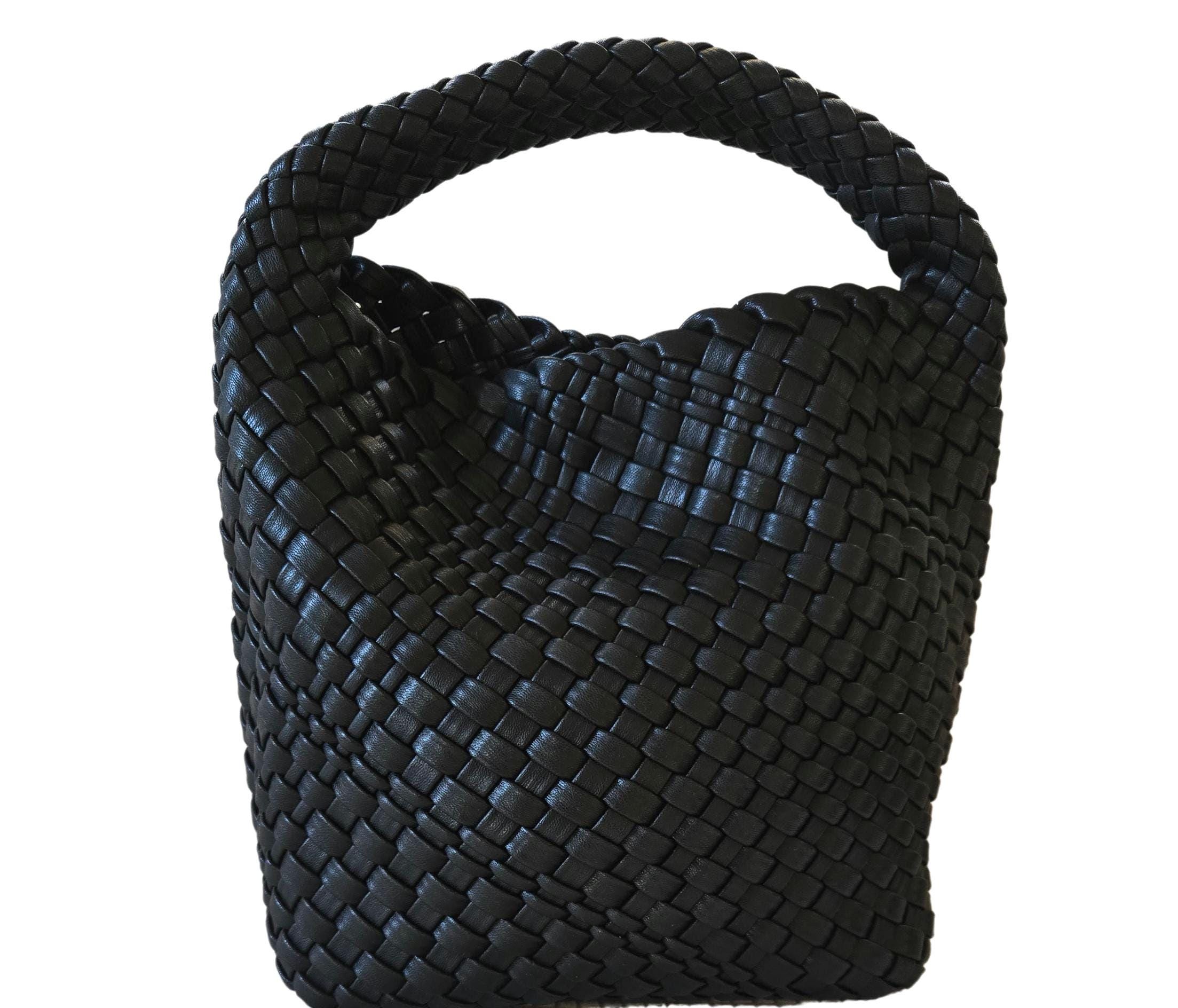 It's Official: Our Luxe. Cruelty Free Weave Tote with pochette is trending this season. Essential. Perfection. In Basic Black. Only 3 left!