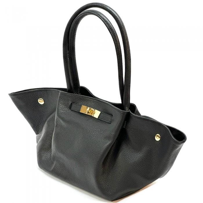 Expandable Leather Tote Bag, Slouchy or buttoned Up! Handmade in Italy, Free Shipping From Italy