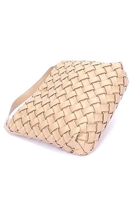 Indispensable Woven Black Faux Leather Tote with Pochett