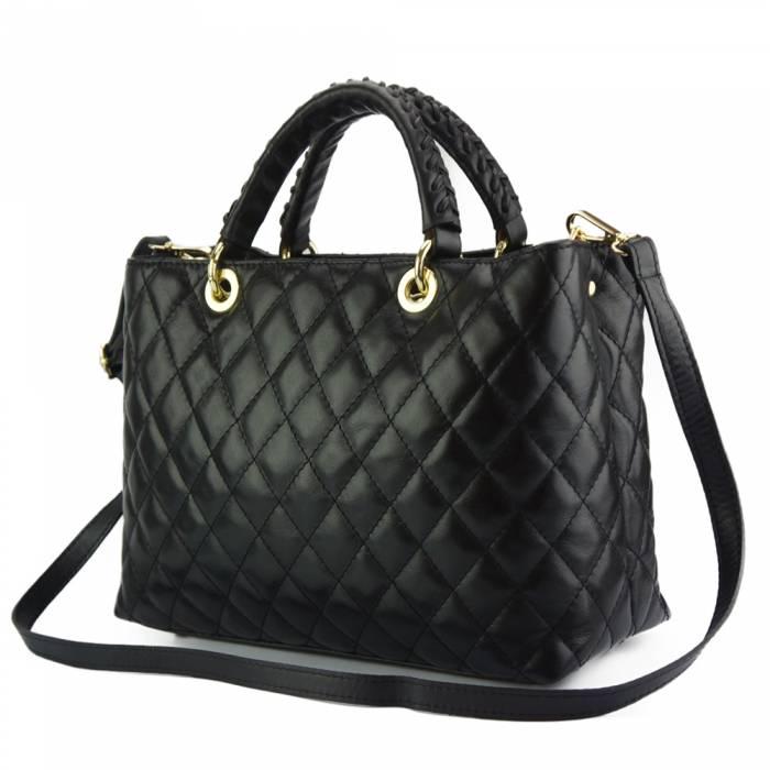Quilted Black Leather Handbag,