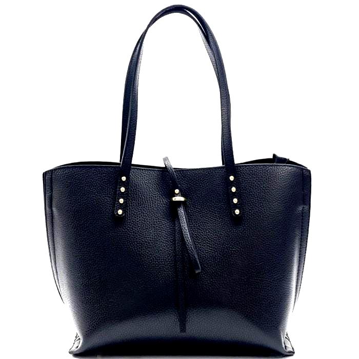 Handmade Italian White Leather Tote Bag with Rivets