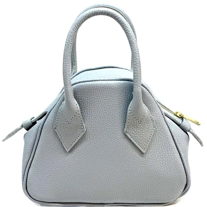 Classic Mini Bowling Bag in Pebbled Leather, Made in Italy,  Free Shipping