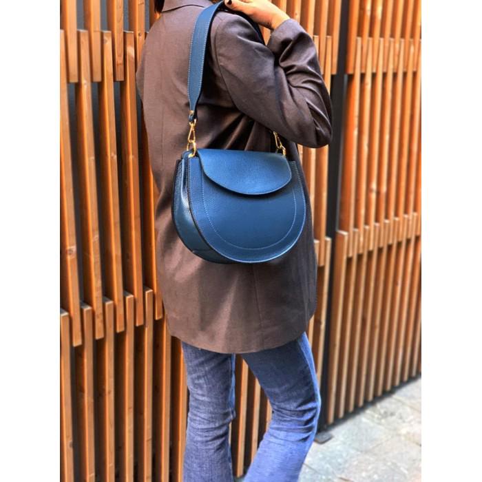 Classic Shoulder Bag in Hues of Blue and more, Handmade in Italy, Free Shipping to the US
