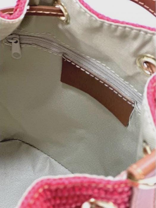 Raffia and Leather, Drawstring Bucket Bag for Spring and Summer,  Handmade in Italy,  Free Shipping