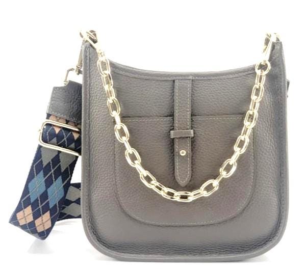 Classic Shoulder Bag with Chain and Adjustable Cloth Strap, Made in Italy, Free Shipping