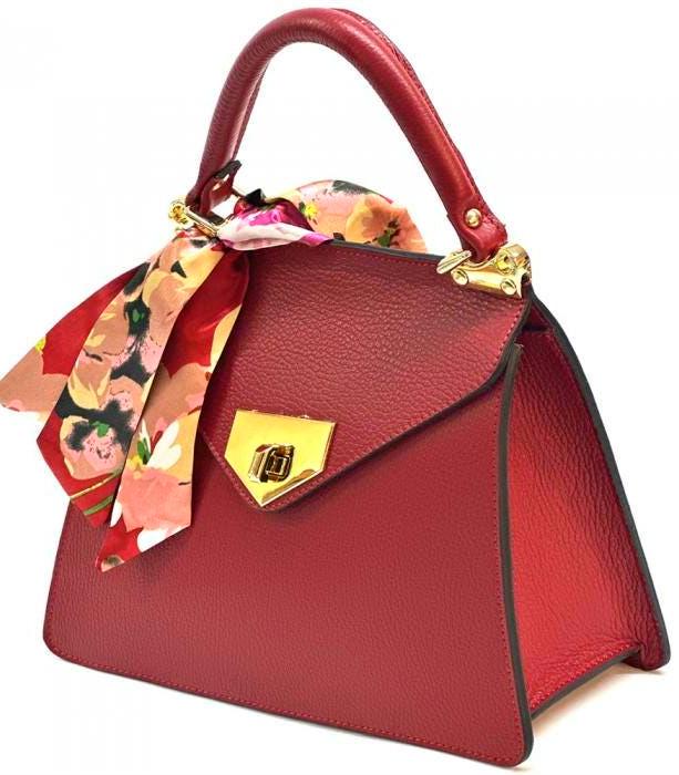 Black Handbag, Classic Design. Detachable Scarf, Free Shipping