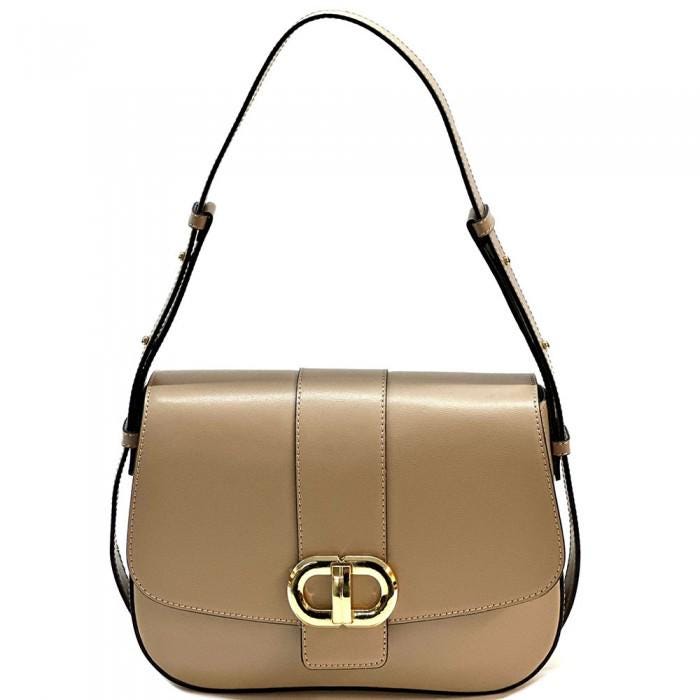 Classic, Crosta Lucida Leather, Shoulder Bag, Made in Italy, Free Shipping