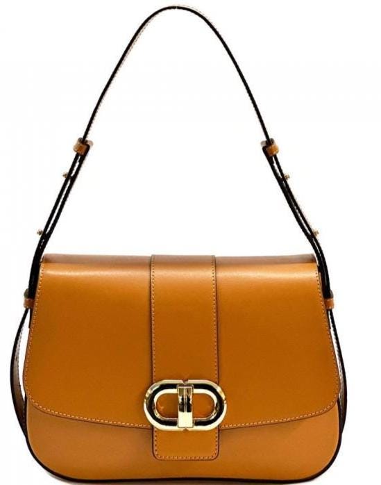 Classic, Crosta Lucida Leather, Shoulder Bag, Made in Italy, Free Shipping