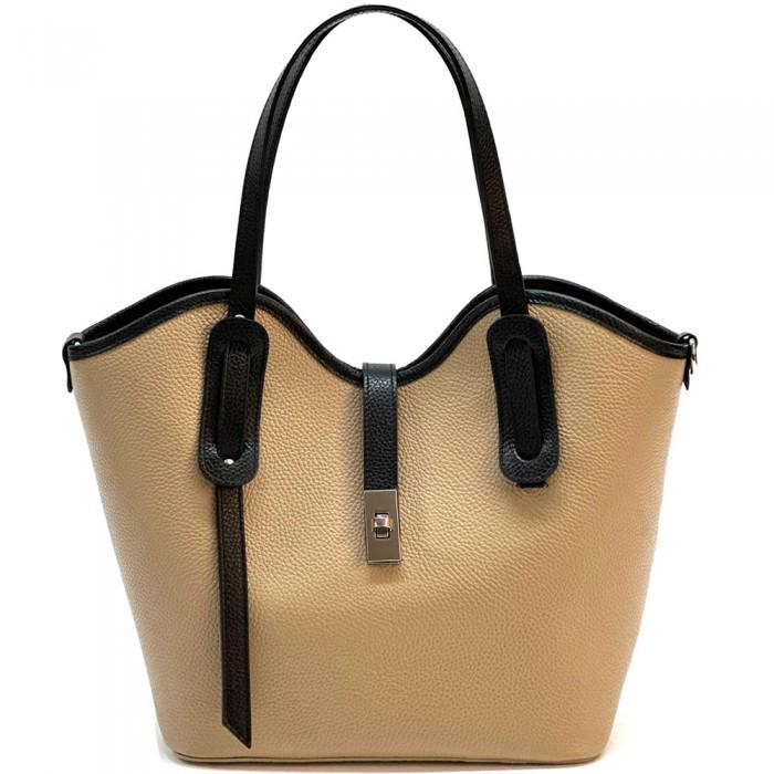 Pebbled Italian  Leather, Scallop Design Tote Bag with contrasting leather trim, Handmade in Italy, Free Shipping