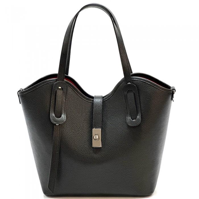 Pebbled Italian  Leather, Scallop Design Tote Bag with contrasting leather trim, Handmade in Italy, Free Shipping