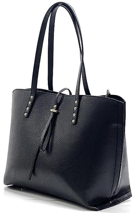 Pebbled Leather Shopping Tote: Handmade Italian Leather Bag