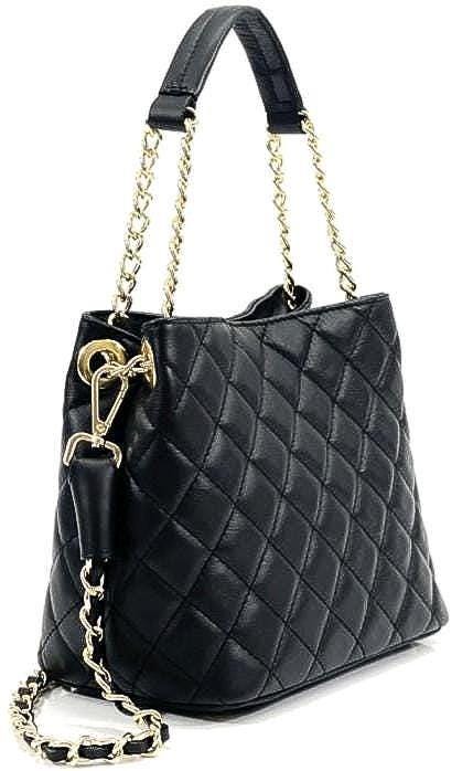 Quilted Leather Tote Bag, Made in Italy, Free Shipping