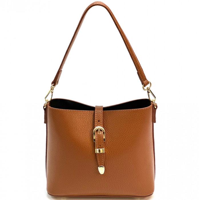 Camel Tan, Pebbled Lather Bucket Bag (M) Handmade in Italy Free Shipping