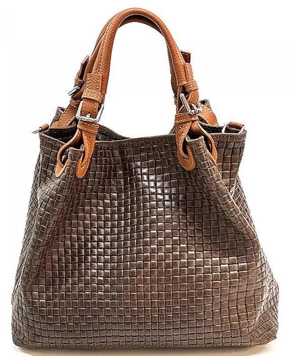 Hobo Bag, Full Grain, Stamped Woven Leather, Handmade in Italy. Free Shipping,
